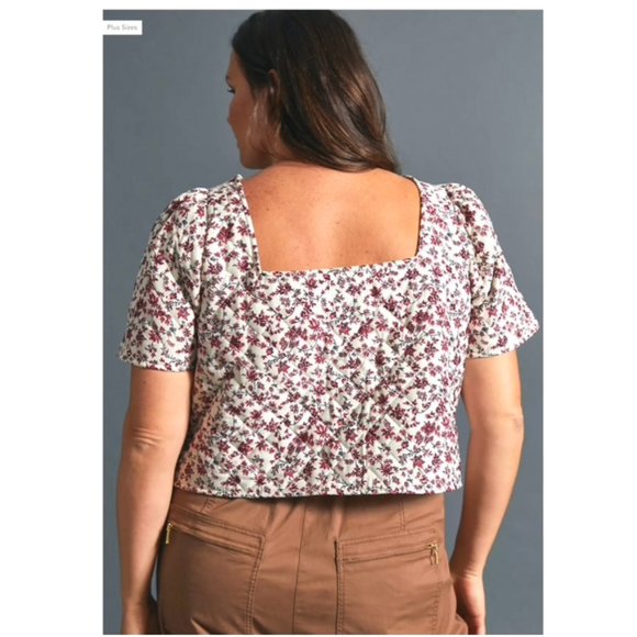 NWT Anthro red and white floral quilted blouse 2X - Picture 3 of 11